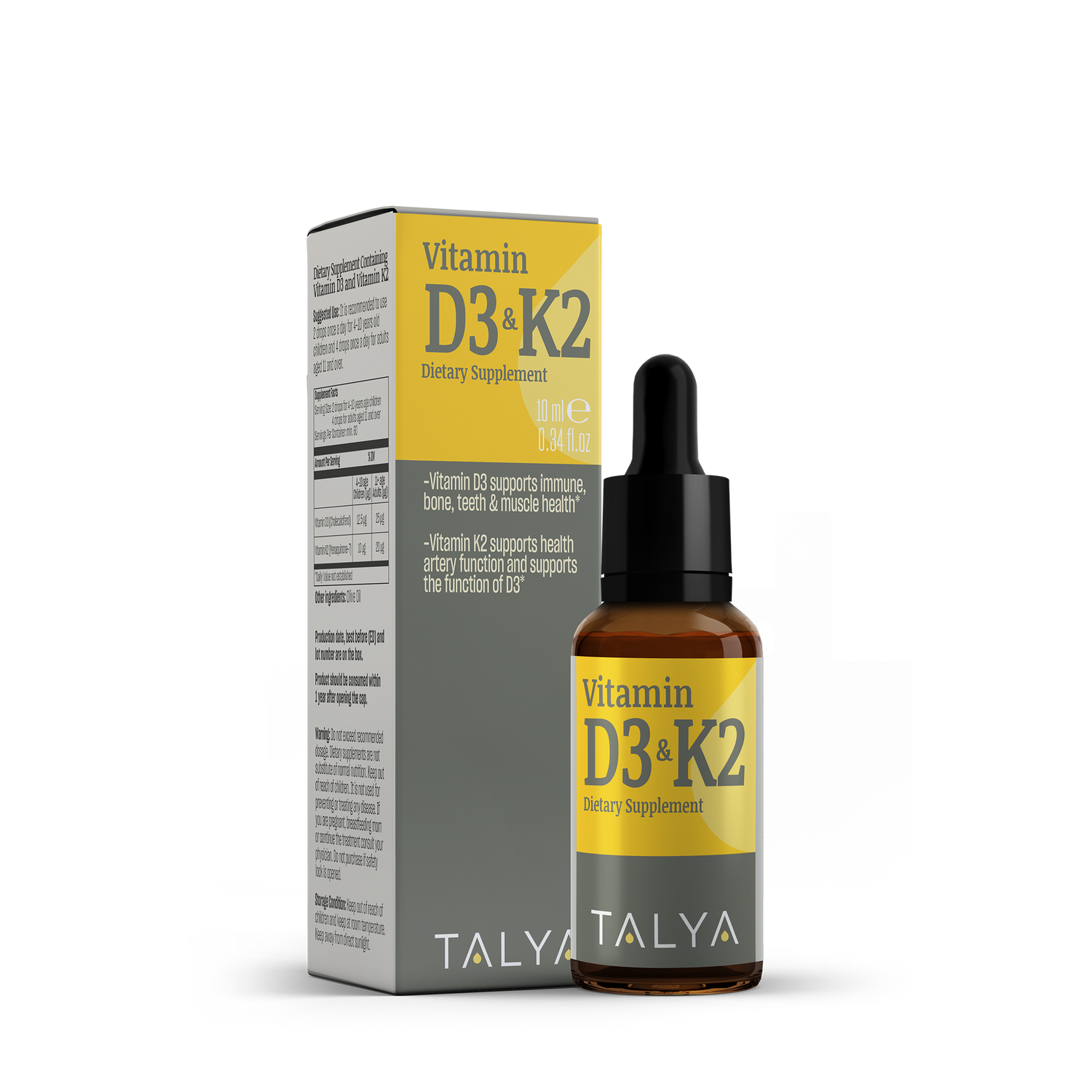 Talya Vitamin D3K2 0.34 Fl Oz