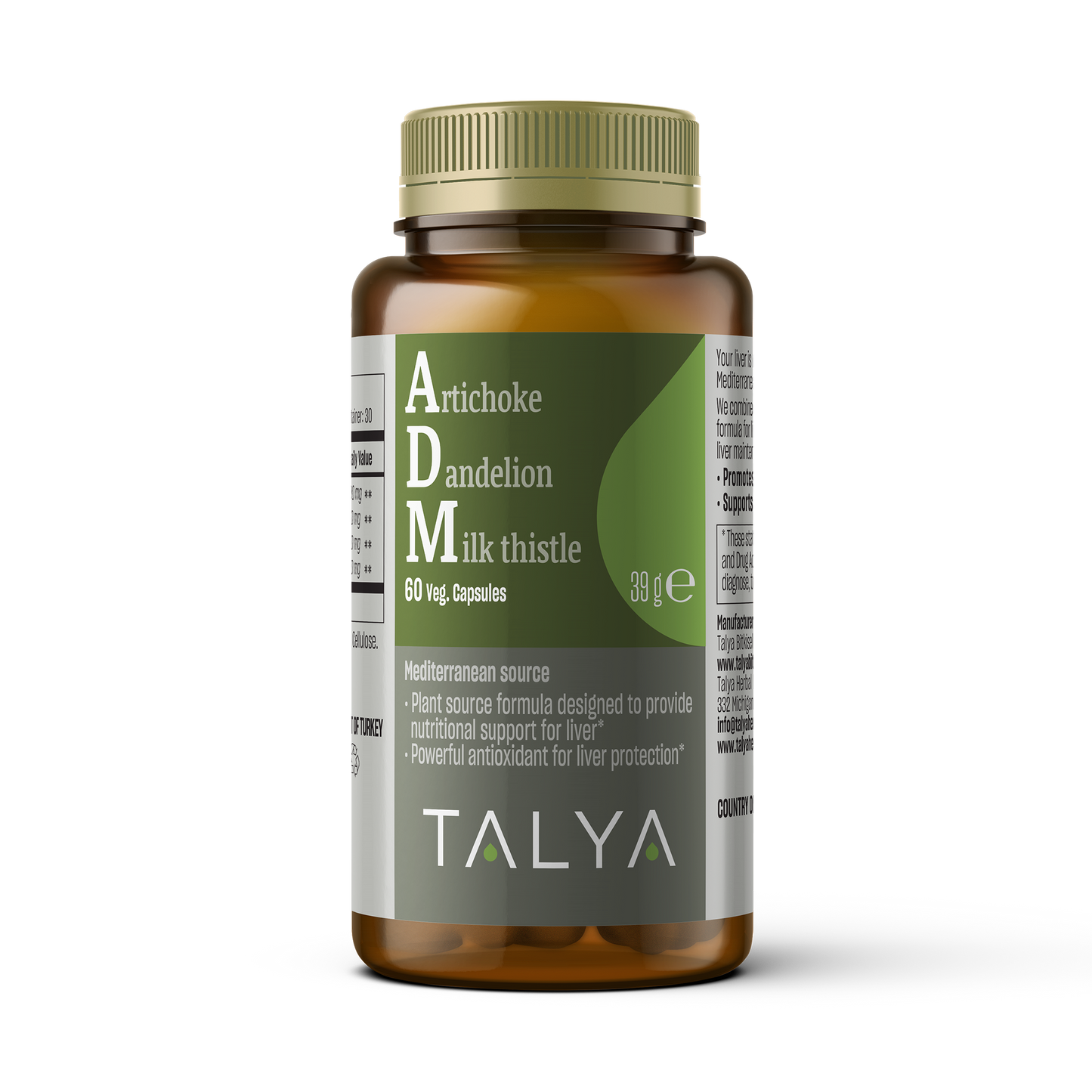 Talya Artichoke - Dandelion - Milk Thistle 60 Capsules Vegan