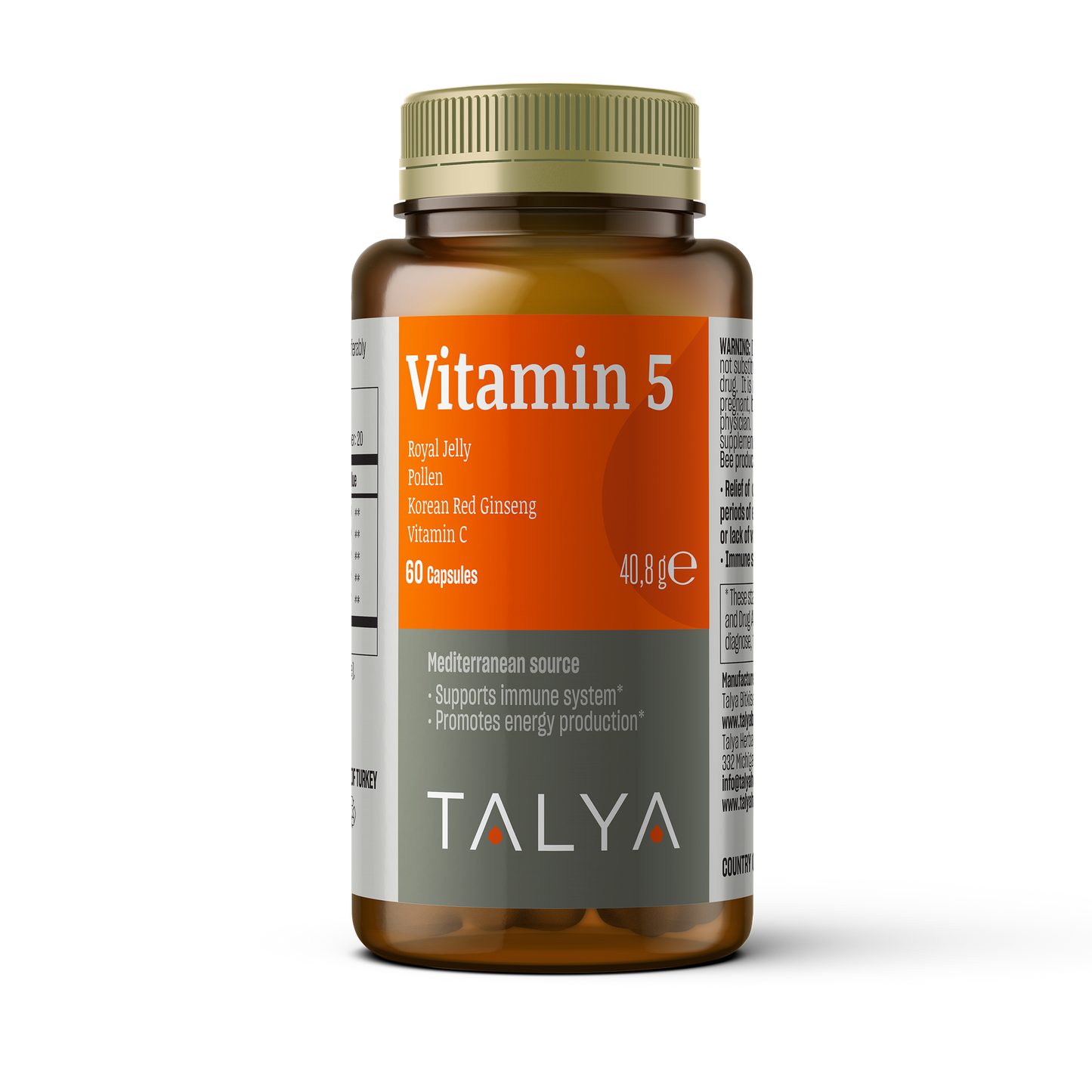 Talya Vitamin 5 Royal Jelly Polen Propolis Korean Red Ginseng Vitamin C - 60 Capsules