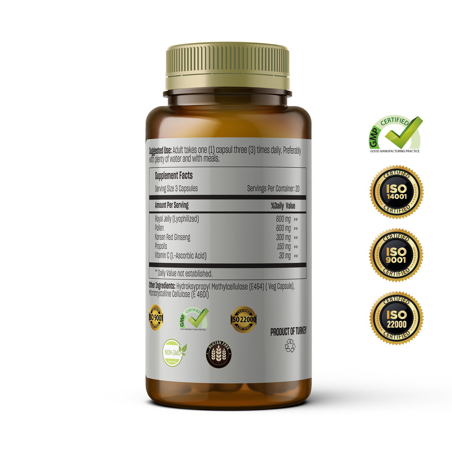 Talya Vitamin 5 Royal Jelly Polen Propolis Korean Red Ginseng Vitamin C - 60 Capsules