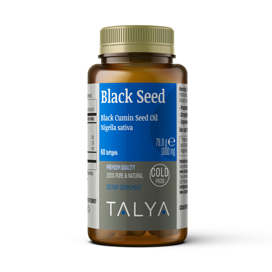 TALYA Black Seed Oil Softgel with High Thymoquinone - Cold-Pressed -  60 Capsules (Nigella Sativa)