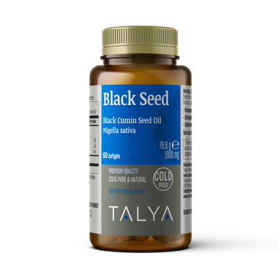 TALYA Black Seed Oil Softgel with High Thymoquinone - Cold-Pressed -  60 Capsules (Nigella Sativa)