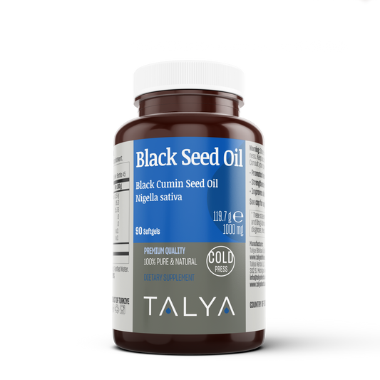 TALYA Black Seed Oil Softgel with High Thymoquinone - Cold-Pressed -  90 Capsules (Nigella Sativa)