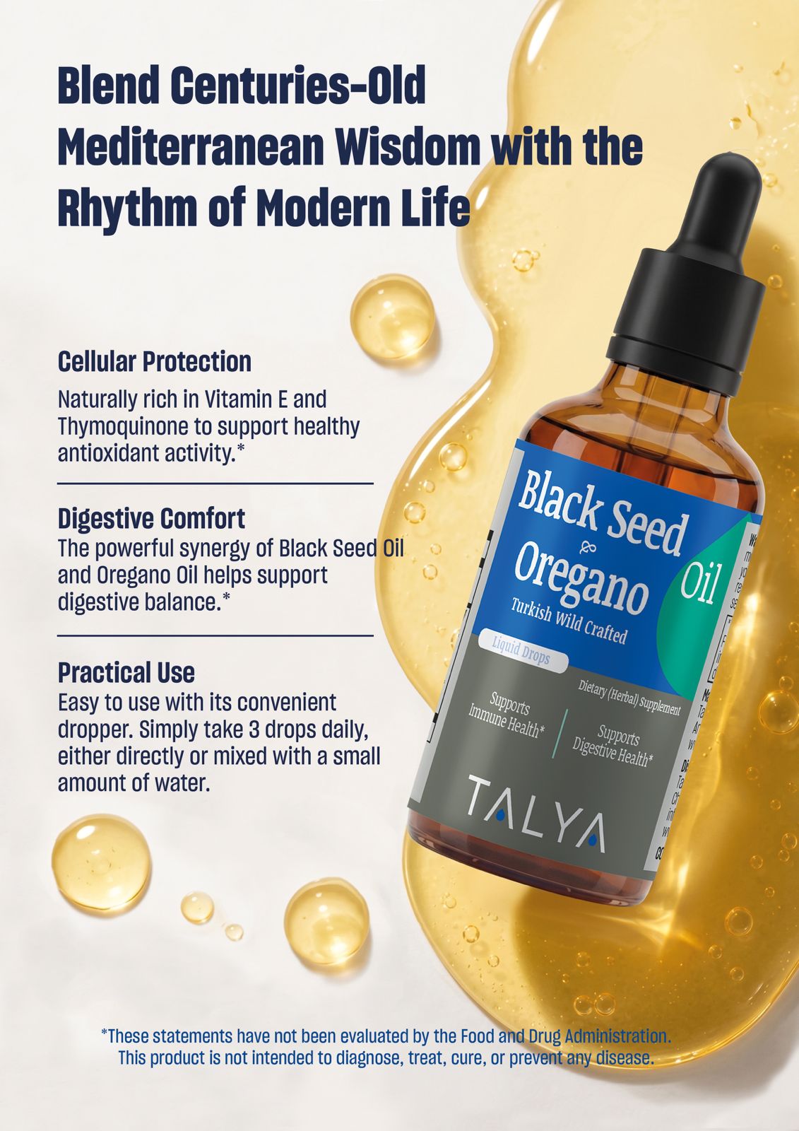 TALYA Black Seed Oil & Oregano Oil Drops 1 fl.oz