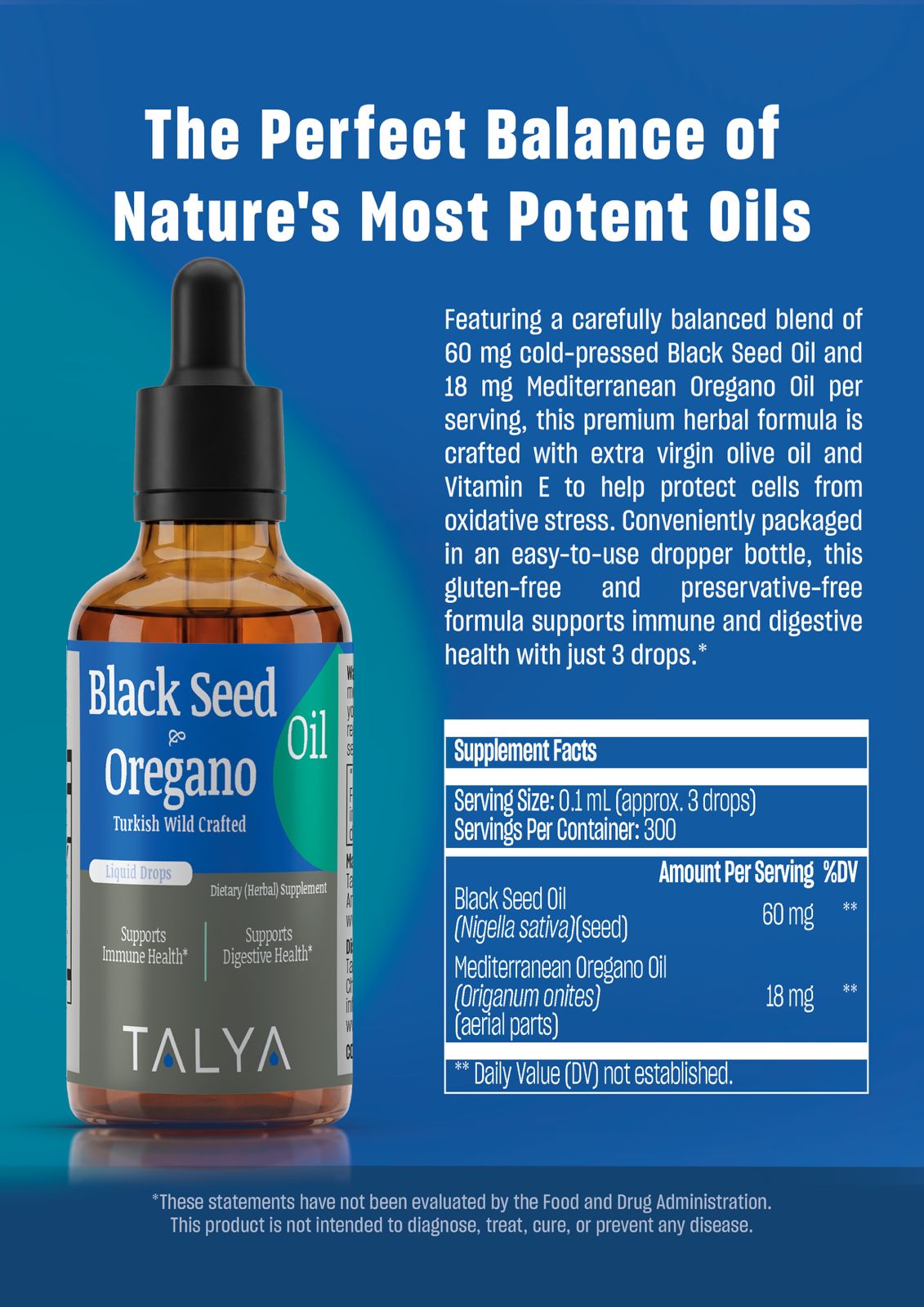 TALYA Black Seed Oil & Oregano Oil Drops 1 fl.oz