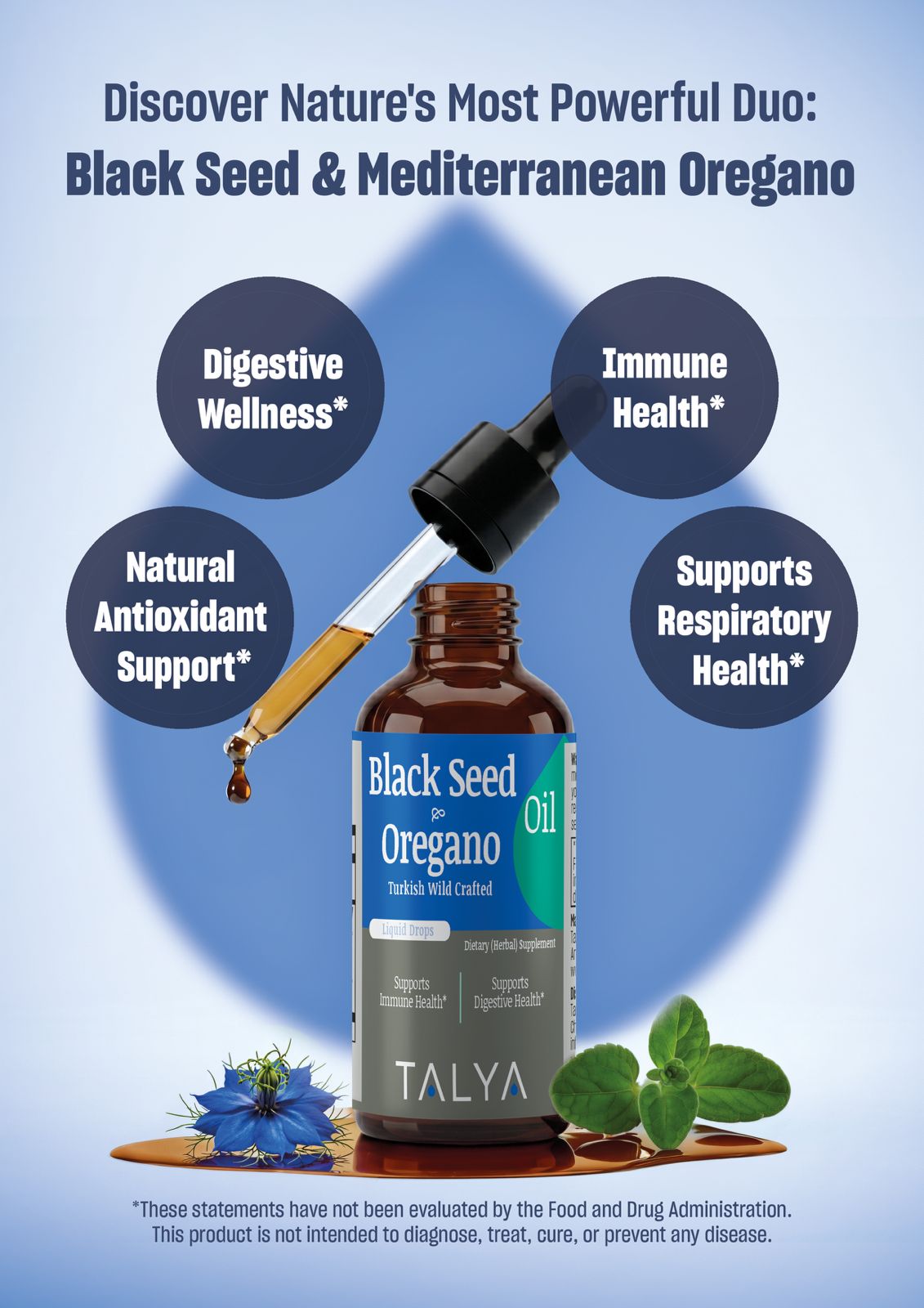 TALYA Black Seed Oil & Oregano Oil Drops 1 fl.oz